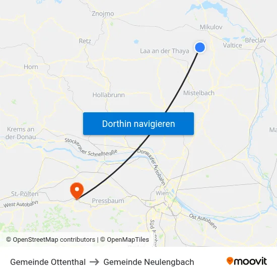 Gemeinde Ottenthal to Gemeinde Neulengbach map