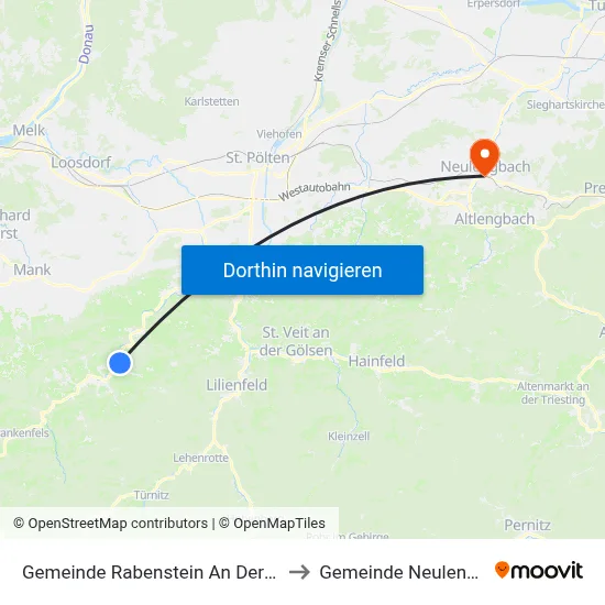 Gemeinde Rabenstein An Der Pielach to Gemeinde Neulengbach map