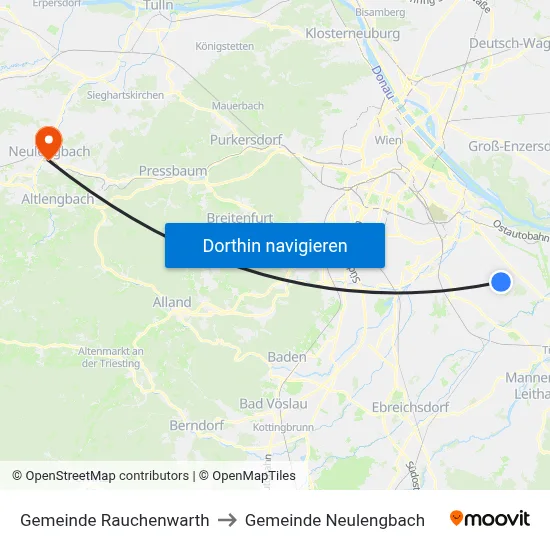 Gemeinde Rauchenwarth to Gemeinde Neulengbach map