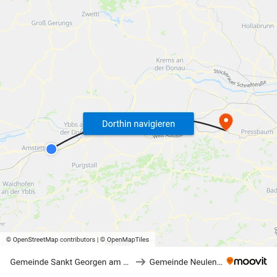 Gemeinde Sankt Georgen am Ybbsfelde to Gemeinde Neulengbach map