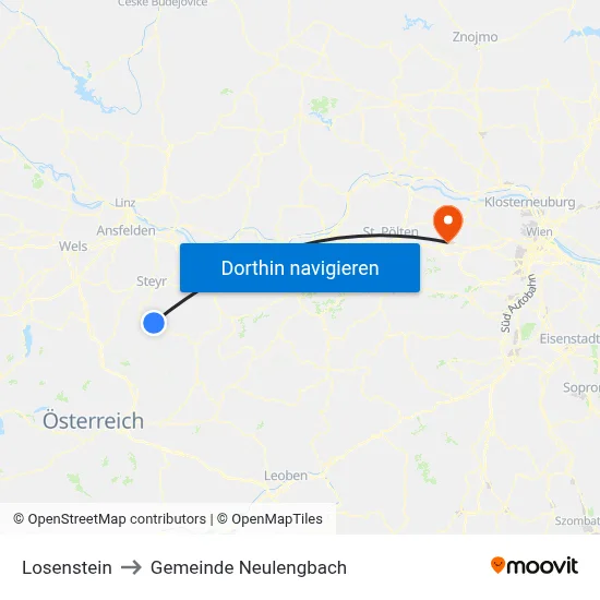 Losenstein to Gemeinde Neulengbach map