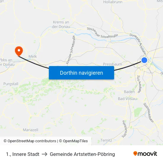 1., Innere Stadt to Gemeinde Artstetten-Pöbring map