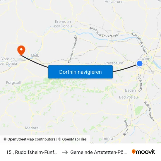 15., Rudolfsheim-Fünfhaus to Gemeinde Artstetten-Pöbring map