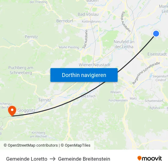 Gemeinde Loretto to Gemeinde Breitenstein map