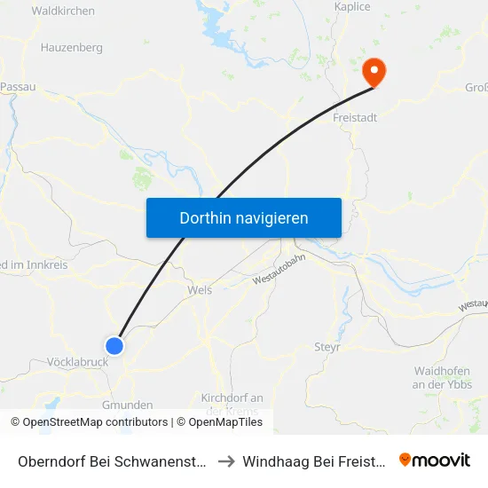 Oberndorf Bei Schwanenstadt to Windhaag Bei Freistadt map