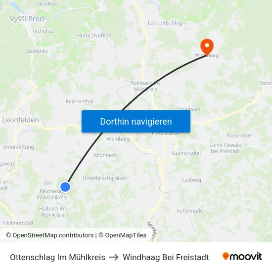 Ottenschlag Im Mühlkreis to Windhaag Bei Freistadt map