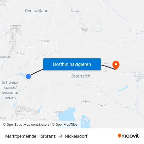 Marktgemeinde Hörbranz to Nickelsdorf map