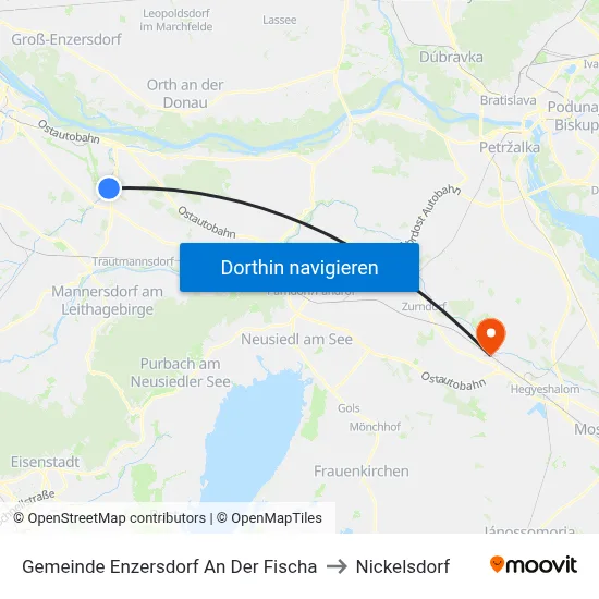 Gemeinde Enzersdorf An Der Fischa to Nickelsdorf map