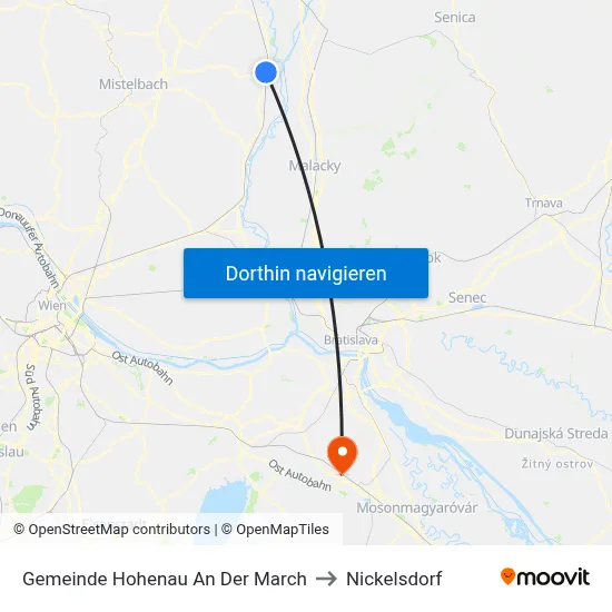 Gemeinde Hohenau An Der March to Nickelsdorf map