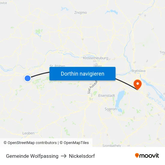 Gemeinde Wolfpassing to Nickelsdorf map