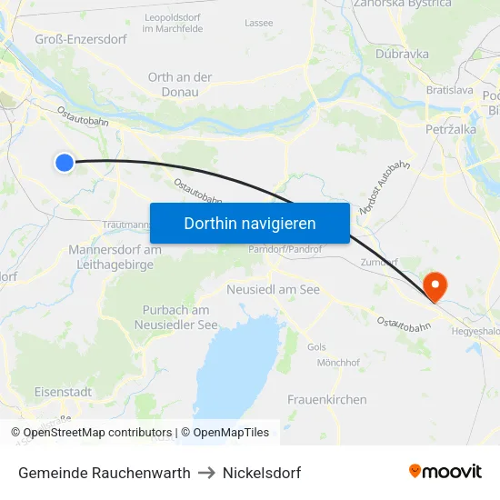 Gemeinde Rauchenwarth to Nickelsdorf map