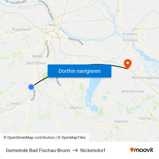 Gemeinde Bad Fischau-Brunn to Nickelsdorf map