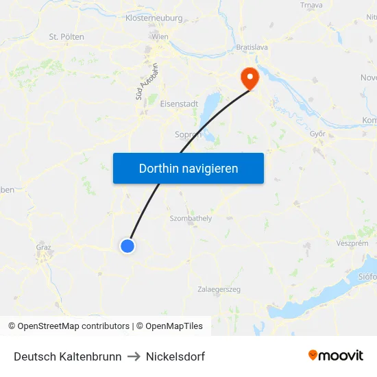 Deutsch Kaltenbrunn to Nickelsdorf map