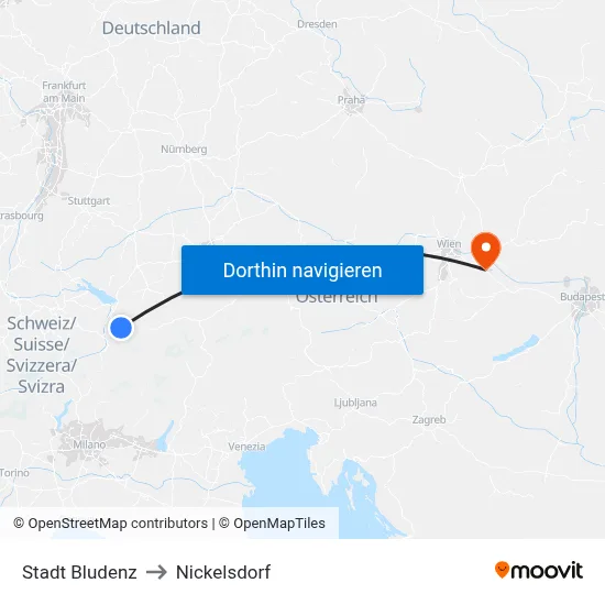 Stadt Bludenz to Nickelsdorf map