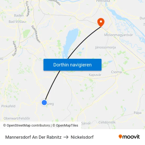 Mannersdorf An Der Rabnitz to Nickelsdorf map
