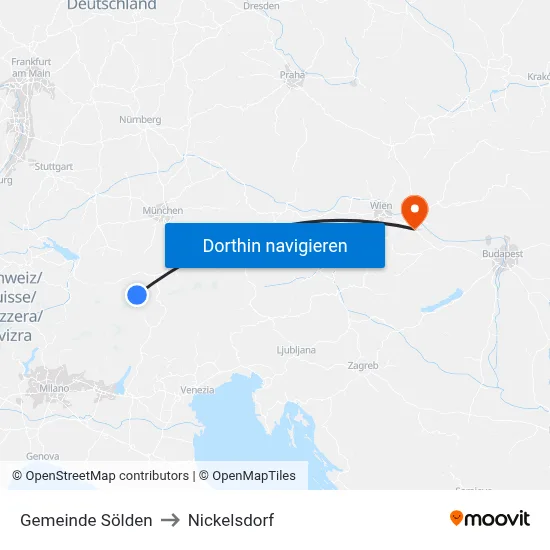 Gemeinde Sölden to Nickelsdorf map