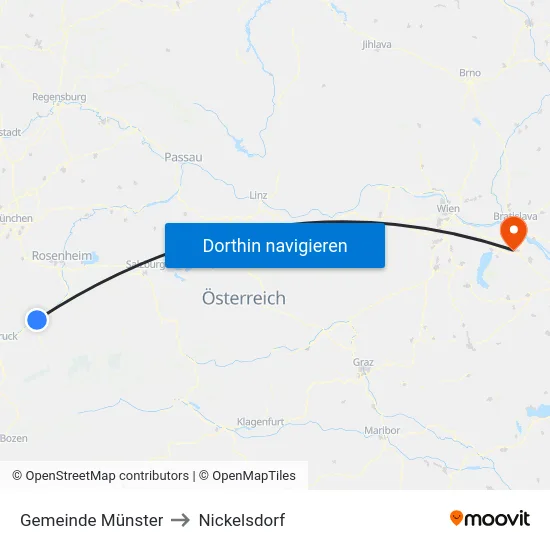 Gemeinde Münster to Nickelsdorf map