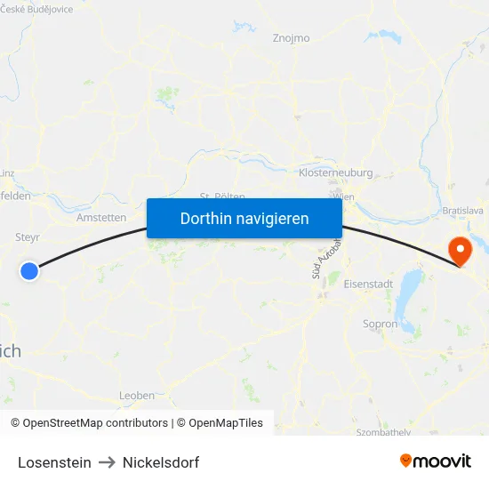 Losenstein to Nickelsdorf map