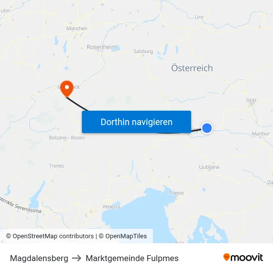 Magdalensberg to Marktgemeinde Fulpmes map