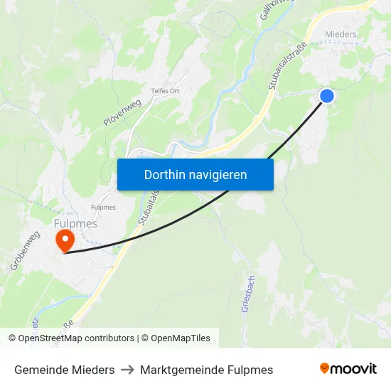 Gemeinde Mieders to Marktgemeinde Fulpmes map