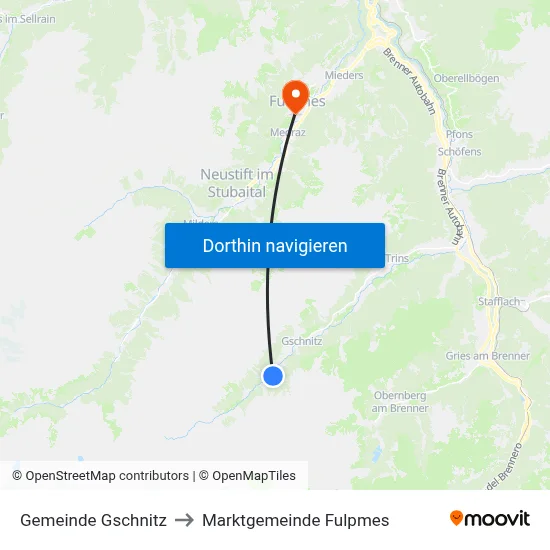 Gemeinde Gschnitz to Marktgemeinde Fulpmes map