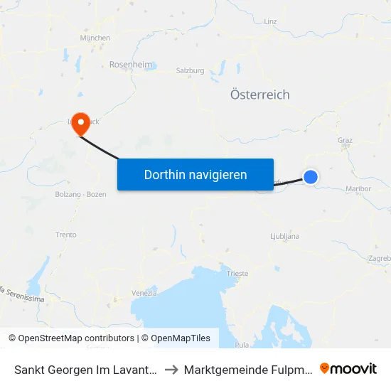 Sankt Georgen Im Lavanttal to Marktgemeinde Fulpmes map