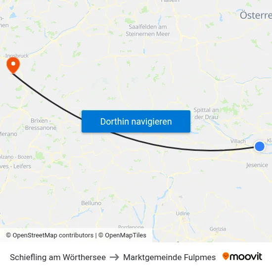 Schiefling am Wörthersee to Marktgemeinde Fulpmes map
