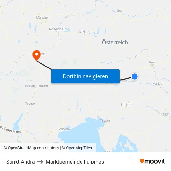 Sankt Andrä to Marktgemeinde Fulpmes map