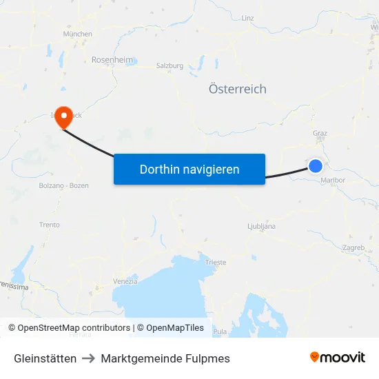 Gleinstätten to Marktgemeinde Fulpmes map