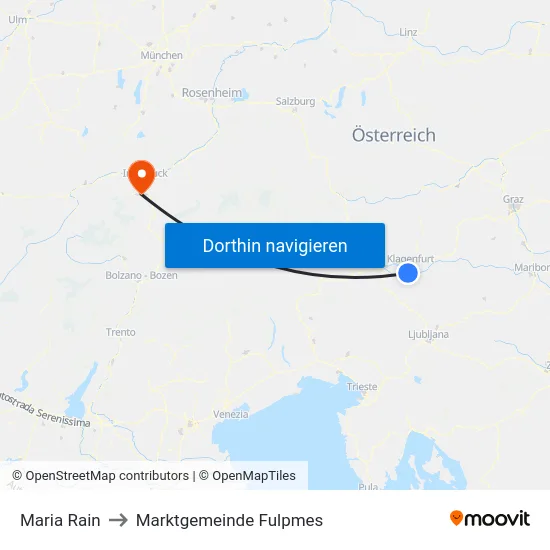 Maria Rain to Marktgemeinde Fulpmes map