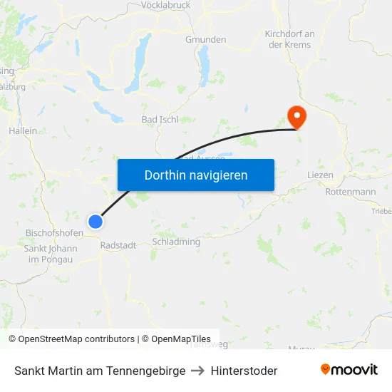 Sankt Martin am Tennengebirge to Hinterstoder map
