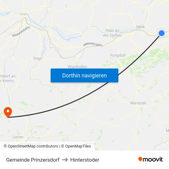 Gemeinde Prinzersdorf to Hinterstoder map