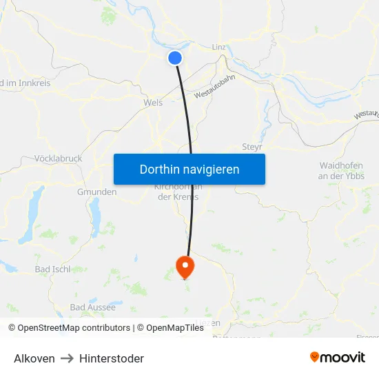 Alkoven to Hinterstoder map