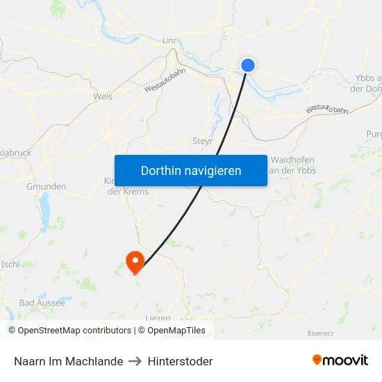 Naarn Im Machlande to Hinterstoder map