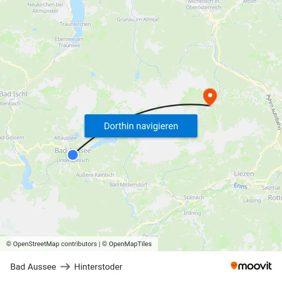 Bad Aussee to Hinterstoder map