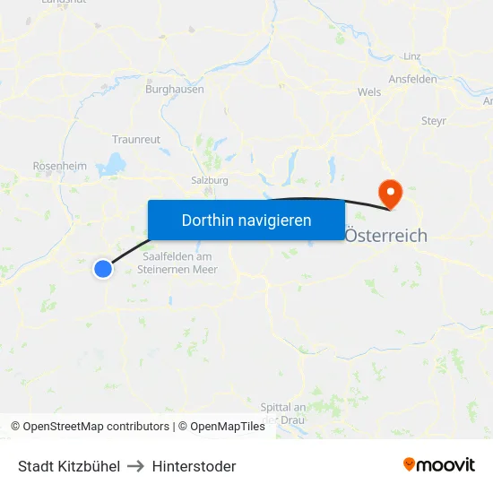 Stadt Kitzbühel to Hinterstoder map