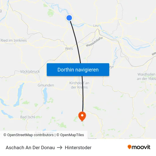 Aschach An Der Donau to Hinterstoder map