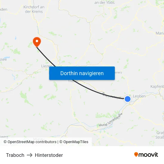Traboch to Hinterstoder map