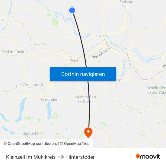 Kleinzell Im Mühlkreis to Hinterstoder map