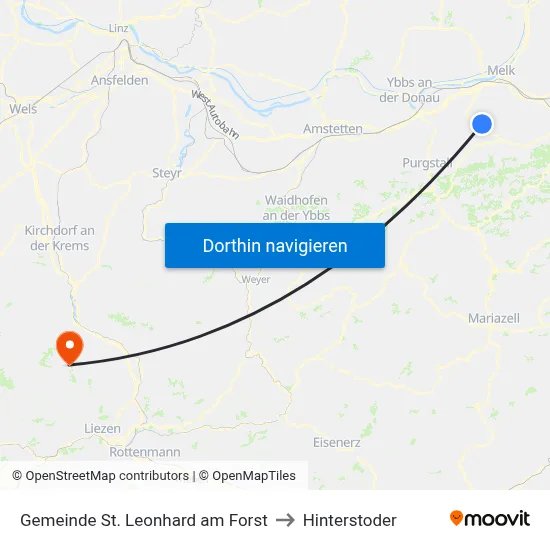 Gemeinde St. Leonhard am Forst to Hinterstoder map