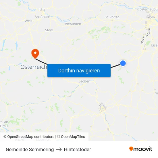 Gemeinde Semmering to Hinterstoder map
