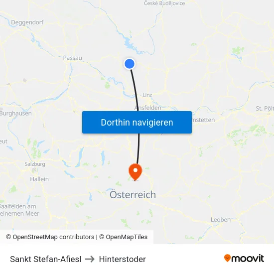 Sankt Stefan-Afiesl to Hinterstoder map