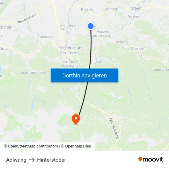 Adlwang to Hinterstoder map