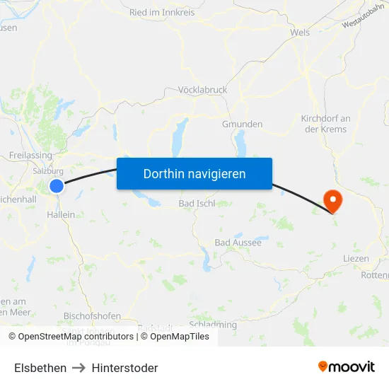Elsbethen to Hinterstoder map