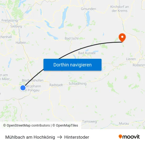 Mühlbach am Hochkönig to Hinterstoder map