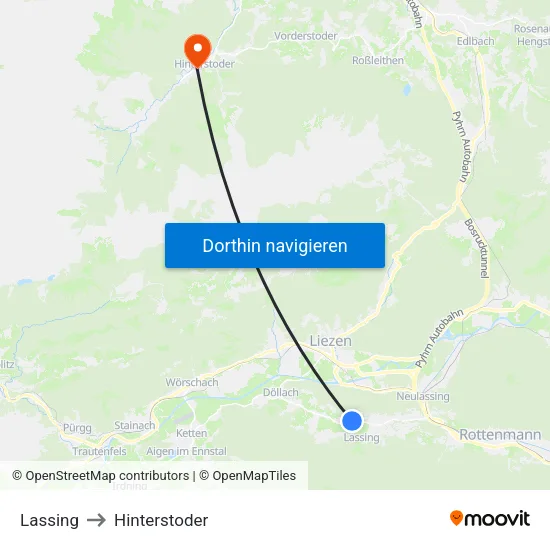 Lassing to Hinterstoder map