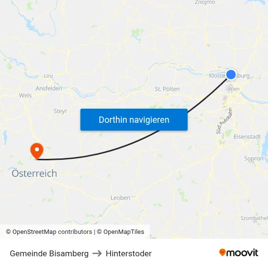 Gemeinde Bisamberg to Hinterstoder map
