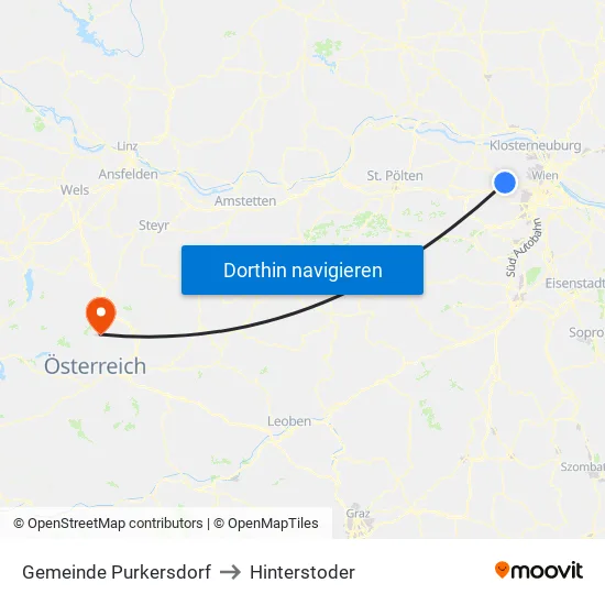 Gemeinde Purkersdorf to Hinterstoder map