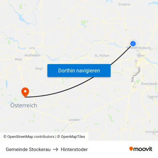 Gemeinde Stockerau to Hinterstoder map