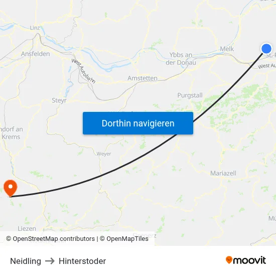 Neidling to Hinterstoder map